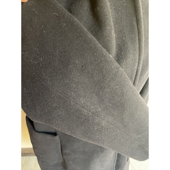 LAUREN RALPH Womens Hooded Black Wool Blend Belted Pea Coat Jacket Size 2 - Picture 6 of 10
